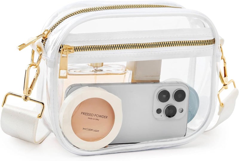 Fibrdoo Clear Bag Stadium Approved, Leather Clear Crossbody Purse Bag for Concerts Sports Events Festivals - Image 1